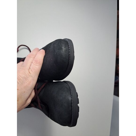 Ugg Denhali Hiker Waterproof Black Leather Shearling Lined Boots Size 7.5 - Picture 10 of 11